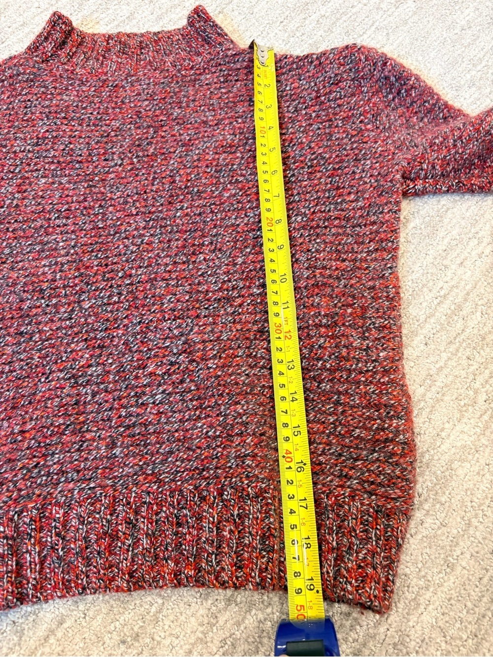 Roots Lambswool Mock Neck Sweater | 80% Lambswool | Marled Red Knit | Small - Picture 9 of 9